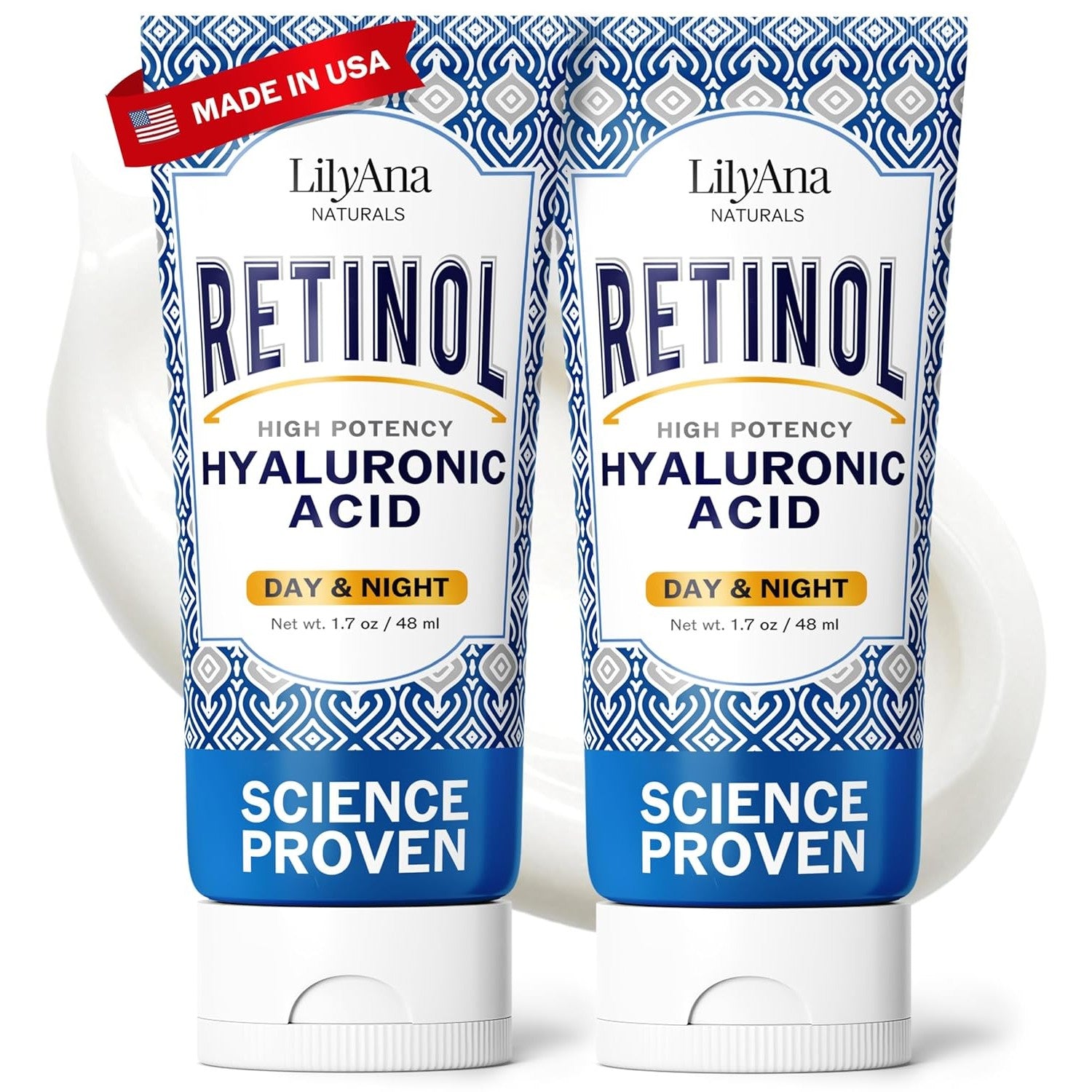 Buy now LilyAna Naturals Anti Aging Retinol Face Cream for Women – Wrinkle & Neck Cream for Firming, Retinol Moisturizer for Face with Hyaluronic Acid, Hydrating Night Cream for Fine Lines, Collagen Boost Tube 1.7 Fl Oz (Pack of 2) at indiglob india