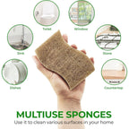 Buy now Biodegradable Natural Kitchen Sponge - Compostable Cellulose and Coconut Walnut Scrubber Sponge (12 Pack) at indiglob india