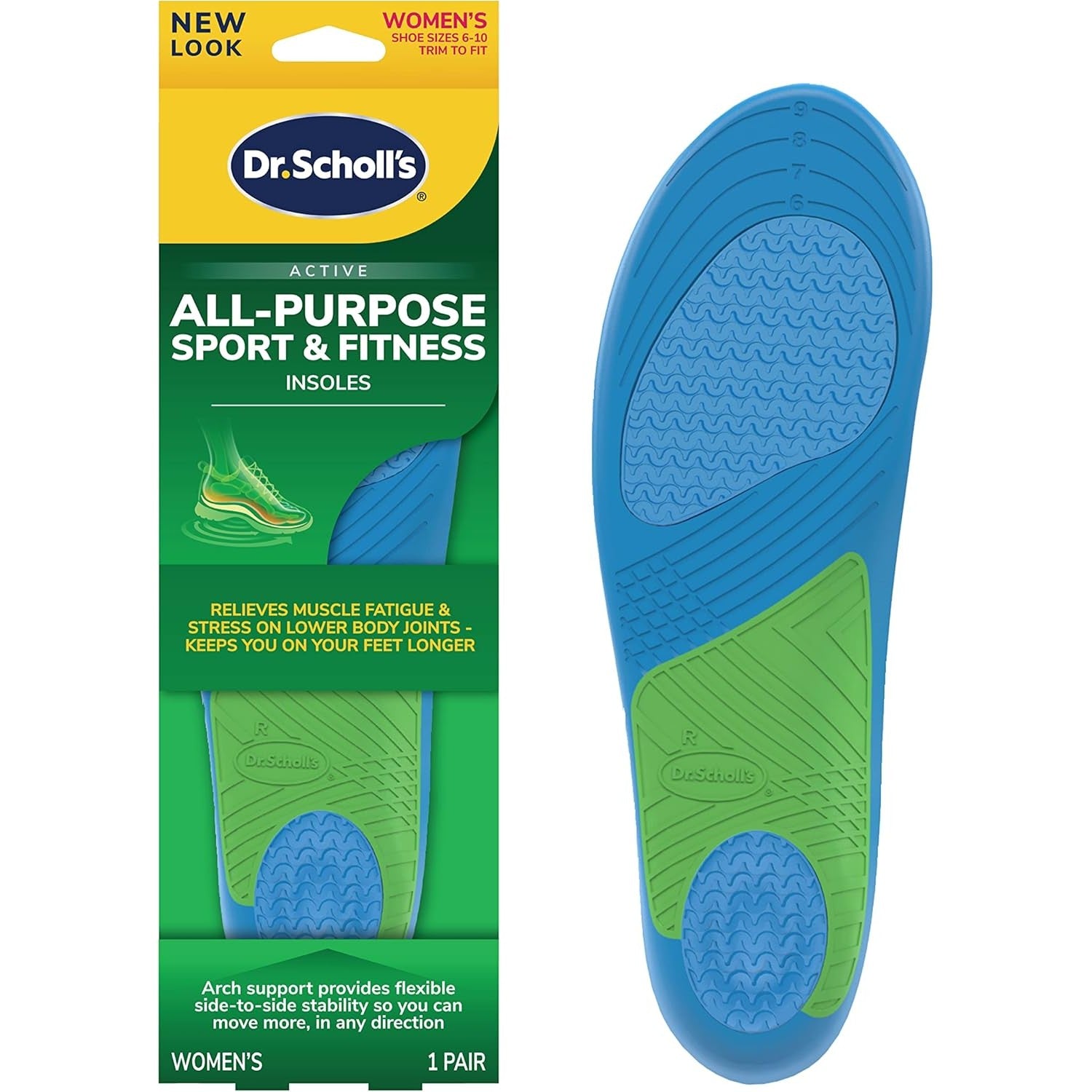 Buy now Dr. Schollâ€™s Sport Insoles - Superior Shock Absorption and Arch Support to Reduce Muscle Fatigue and Stress on Lower Body Joints for Men Size 8-14 1 Pair (Pack of 1) Women (Size 6-10) at indiglob india