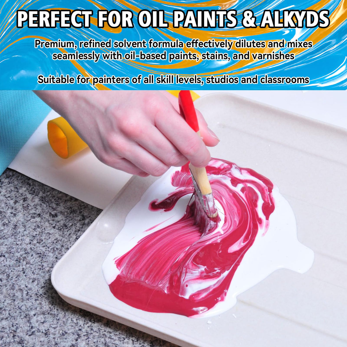 Odorless Mineral Spirits 100ml, Premium Odorless Paint Thinner for Oil Painting, Odor-Free Solvent for Artists, Thinning Oil Colors and Cleaning Brushes, Professionals Oil Painting Supplies