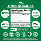 Zazzee Citrus Bergamot 25:1 Extract, 1200 mg Per Serving, 150 Capsules