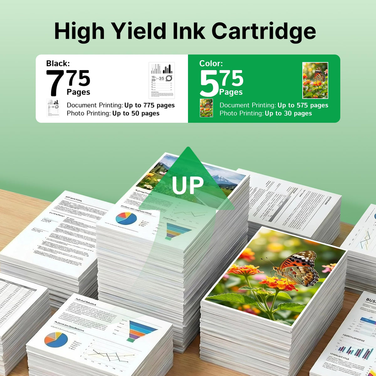 62XL Ink Cartridges Black and Color Replacement for HP Ink 62 HP 62XL