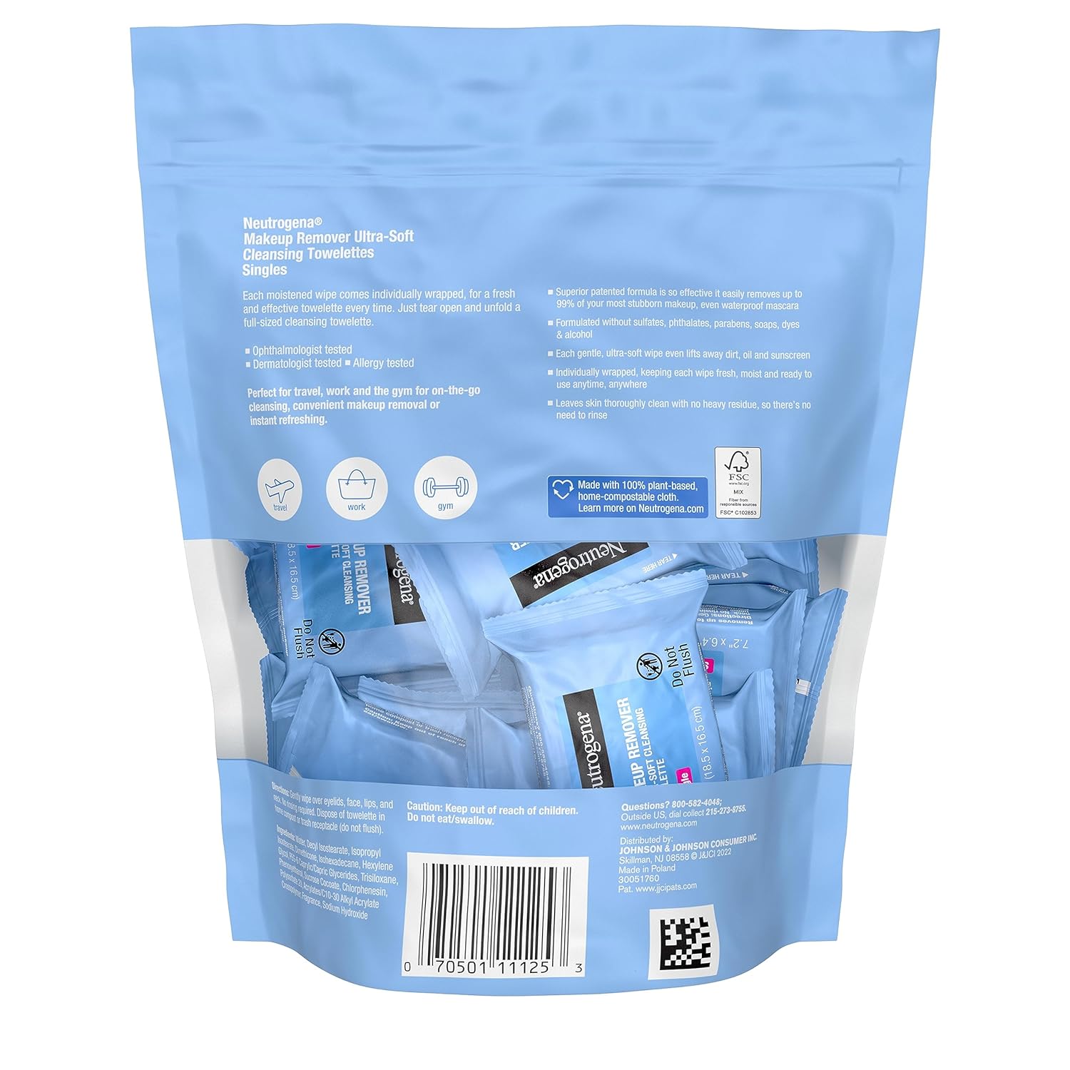 Buy now Neutrogena Makeup Remover Wipes, Daily Single Face Cleansing Towelettes, Makeup Removing Cleansing Wipes Removes Dirt & Oil, Alcohol-Free Face Towelettes, 20 ct at indiglob india