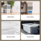 IRIS USA 4-Pack 35 Qt File Box, Letter/Legal Hanging File Storage, Clear