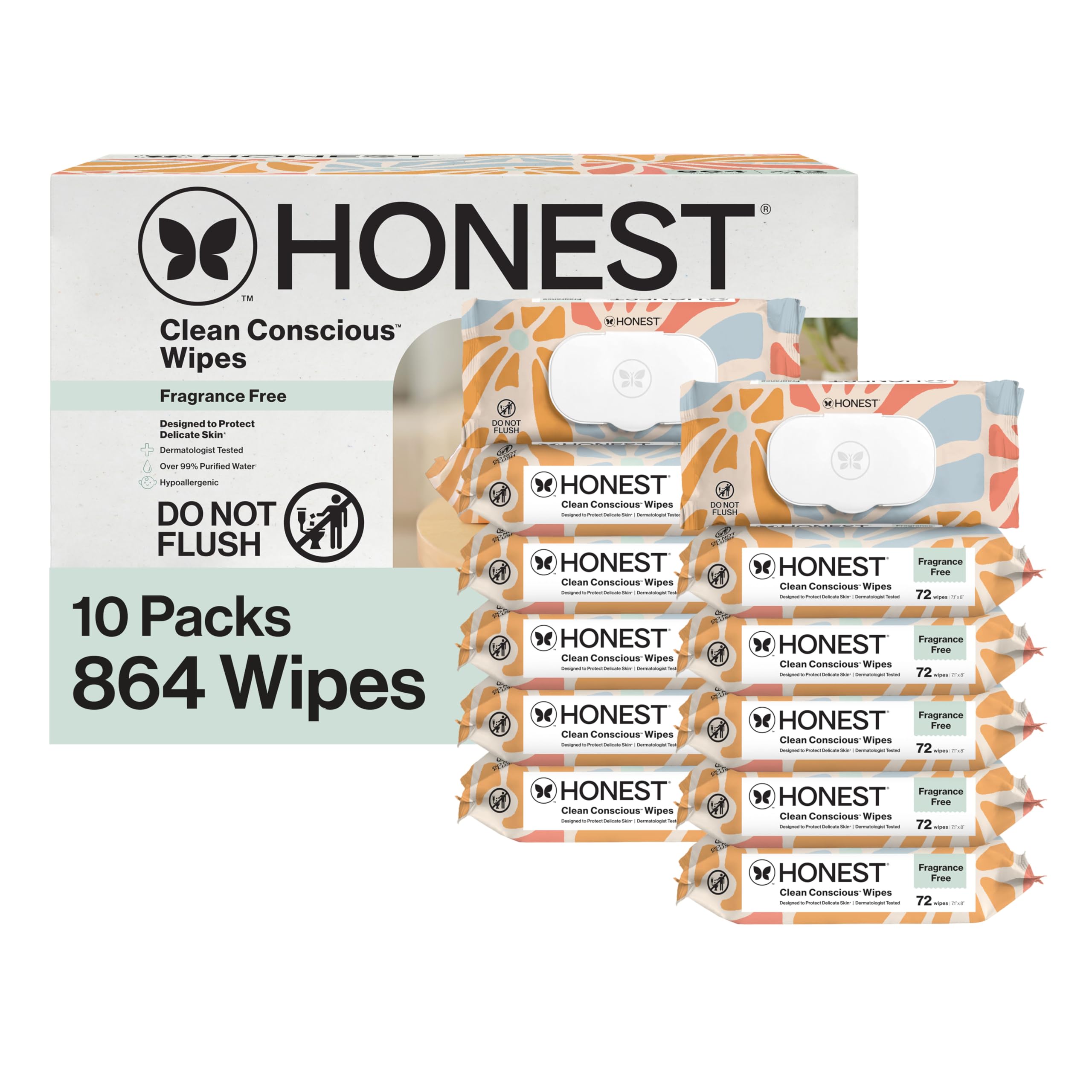 Buy now The Honest Company Hypoallergenic Multi-Use Baby Wipes for Sensitive Baby Skin Rainbow 60 Count at indiglob india