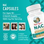 MARYRUTH'S NAC Supplement N-Acetyl Cysteine Capsules, Glutathione Precursor | Glutathione Precursor, Amino Acid, Cellular Health, Vegan, Non-GMO