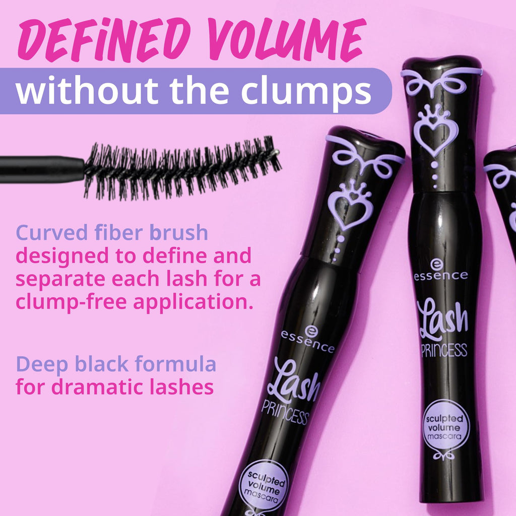 essence Lash Princess Sculpted Volume Mascara, Black (Pack of 1) | Sculpts & Defines Lashes, Volumizing, Long-Lasting, No Flaking or Smudging, Vegan & Cruelty Free, Paraben Free