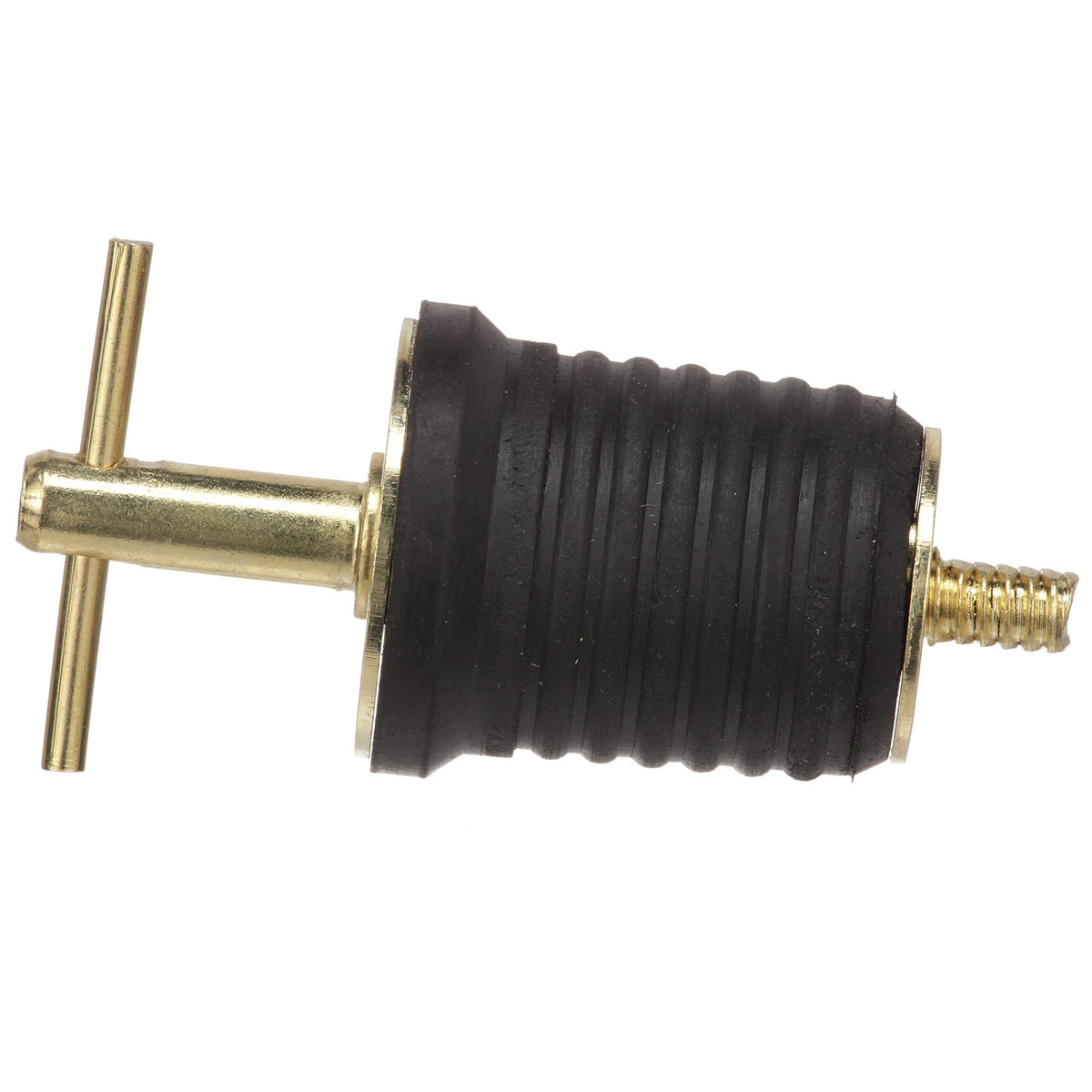 Attwood 11587-4 T-Handle Drain Plug, for 1-Inch-Diameter Drains, Locks in Place, Brass-Plated Handle