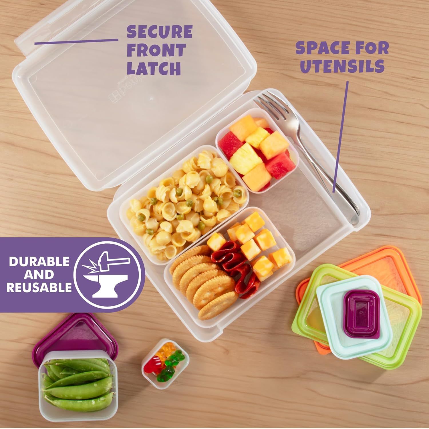 Buy now BentologyTM Clear Bento Lunch Box Set w 5 Removable Nesting Containers- Adapt Inner Compartment Portion Sizes- Meal Prep Snack Holders for Back to School, Leakproof Durable & BPA Free- Dishwasher Safe at indiglob india