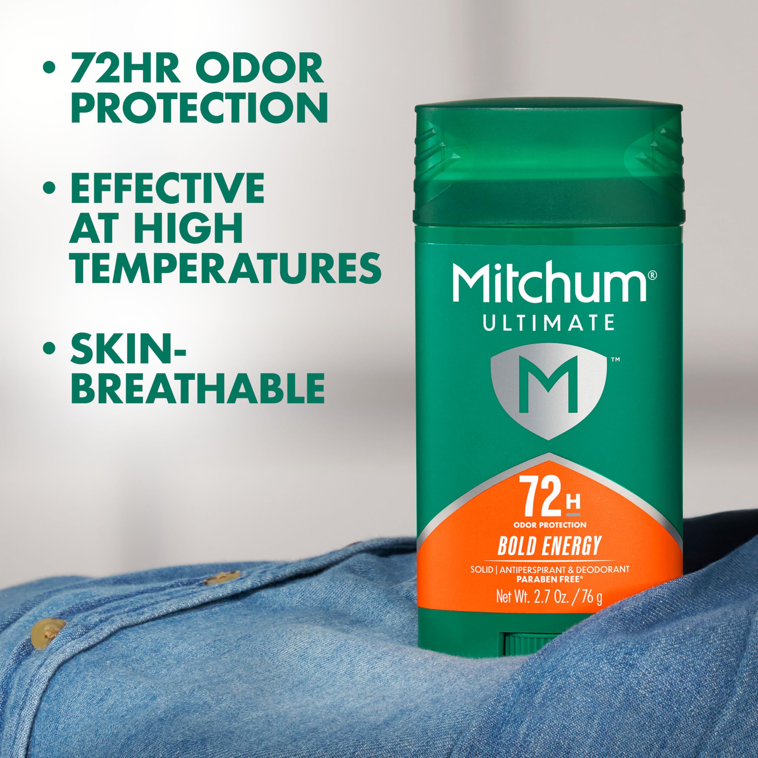 Mitchum 72H Odor Protection Antiperspirant Deodorant, Bold Energy, 2 pack | Antiperspirant deodorant for men with up to 72hr odor protection. Invisible solid. Bold Energy scent.