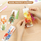 60 Pack Bookmarks with Sleeves & Tassels – Blank Watercolor Paper Bookmarks for DIY Painting, Reading, Classroom Crafts & Gift Tags