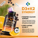 Vitamin D3 K2 - Vitamin D3 10000 iu & K2 as MK-7 120 mcg Complex - 120 Caps | D3 K2 + Magnesium, Zinc & Vitamin C & B12- Immune & Mood Support, Bone & Teeth Health - for Men & Women - Highly Bioavailable