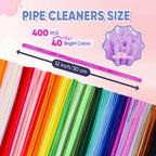 400 PCS Pipe Cleaners Bulk, 40 Colors Chenille Stems Pipe Cleaners Craft