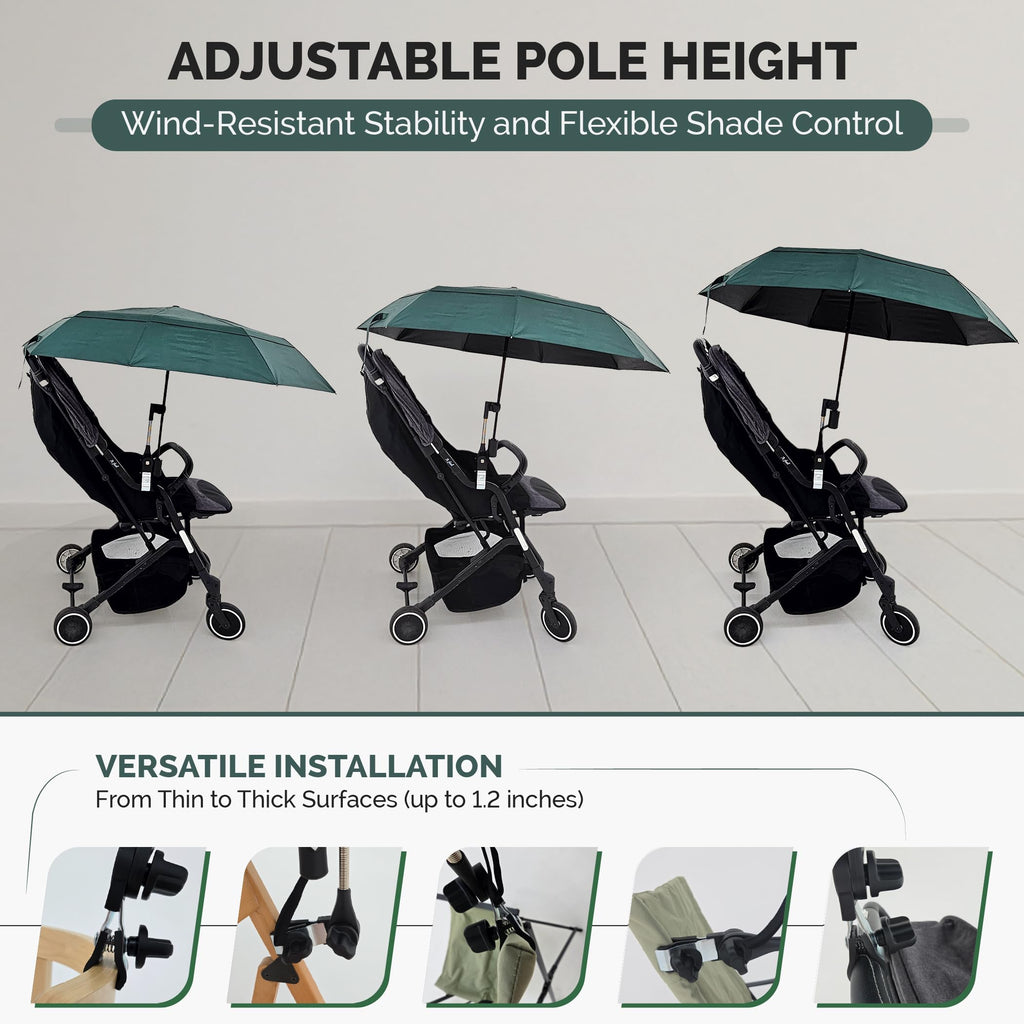 Chair Umbrella with Universal Clamp (Dark Green)