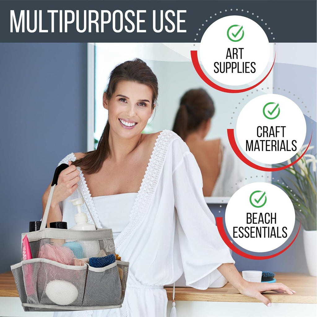Buy now Masirs Mesh Shower Caddy - 9 Pocket Portable Bathroom Organizer Tote for Travel, Gym & Dorm - Collapsible Small Shower Caddy Bag to Hold Toiletries & Essentials (Gray) at indiglob india