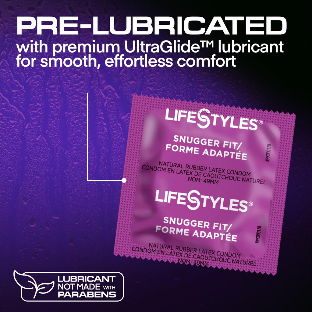 Lifestyles Snugger Fit Natural Rubber and Lubricated Latex Condoms Value Pack, 25 Count, 1 Pack, Triple Tested for Best Protection, Made with UltraGlide Silicone Lube