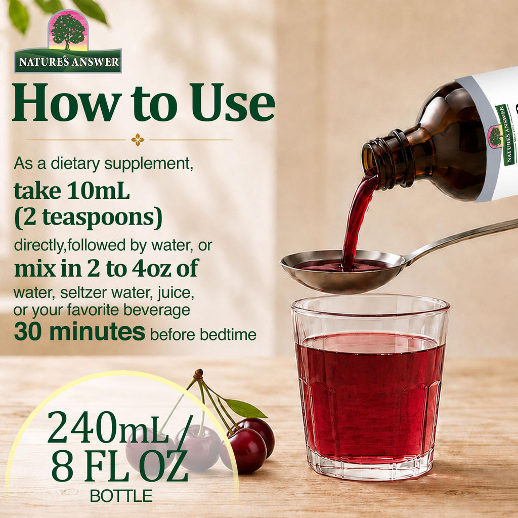 Nature's Answer Tart Cherry 8 Ounce Liquid | Promotes Recovery & Sleep | Rich in Anthocyanins | Non GMO | Gluten Free | Vegan