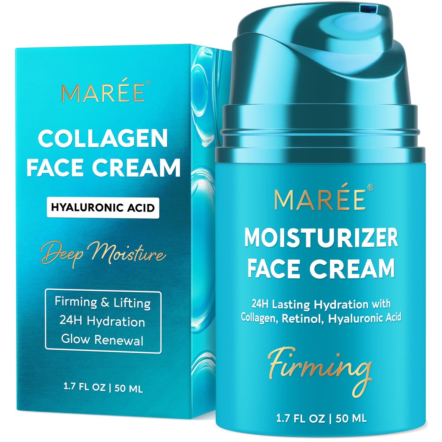 MAREE Face Moisturizer – Firming & Lifting Face Cream for Women with Collagen, Retinol & Hyaluronic Acid – Day & Night Anti-Aging Facial Wrinkle DD Cream Moisturizer for Dry Skin – Purple