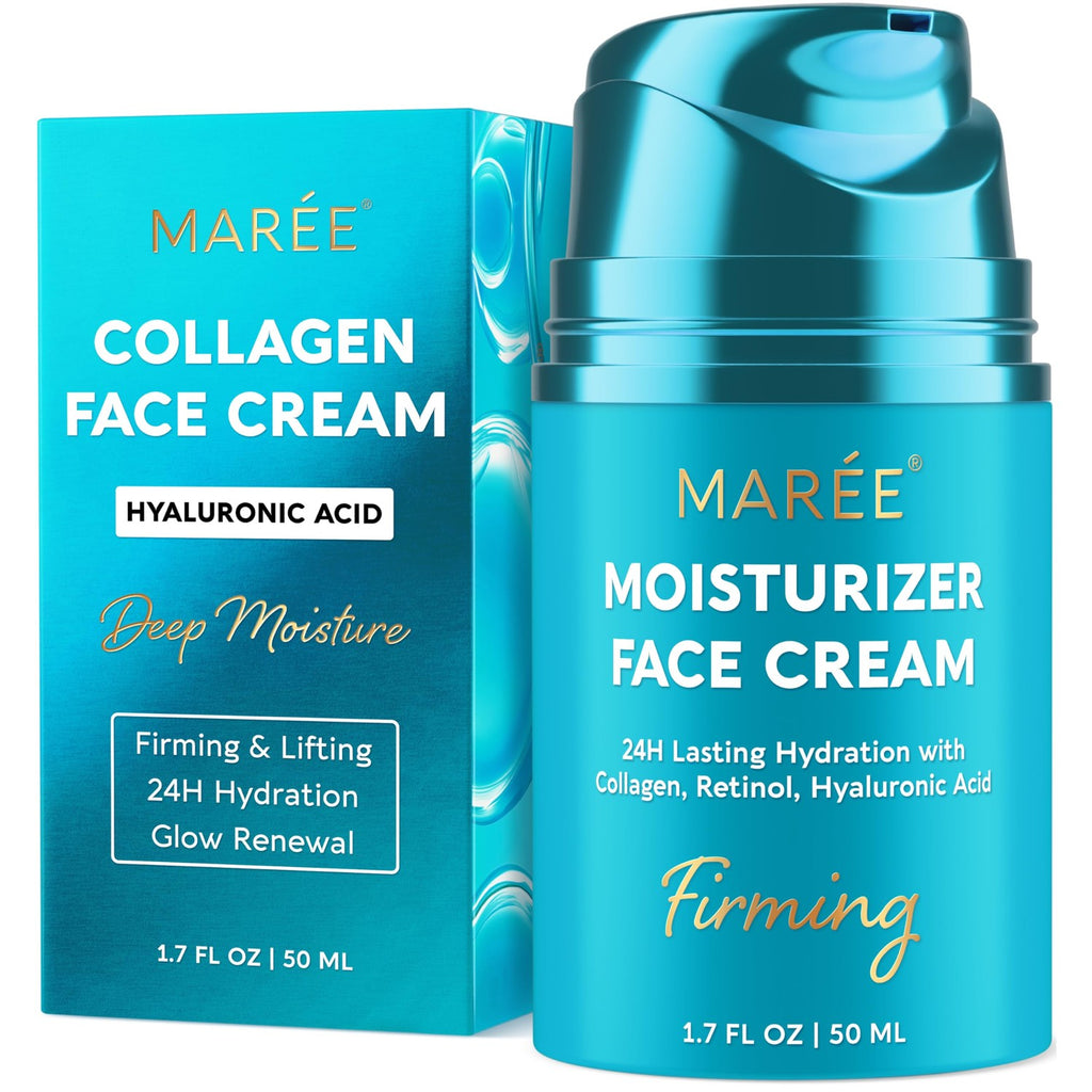 MAREE Face Moisturizer – Firming & Lifting Face Cream for Women with Collagen, Retinol & Hyaluronic Acid – Day & Night Anti-Aging Facial Wrinkle DD Cream Moisturizer for Dry Skin – Purple