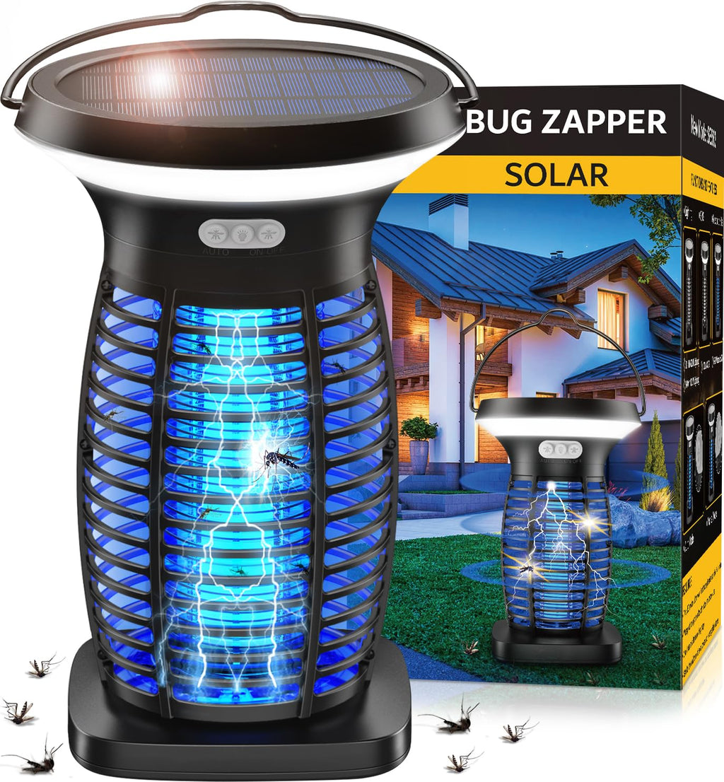 ZECHUAN Solar Bug Zapper Outdoor Waterproof, Electric Mosquitoes Zapper