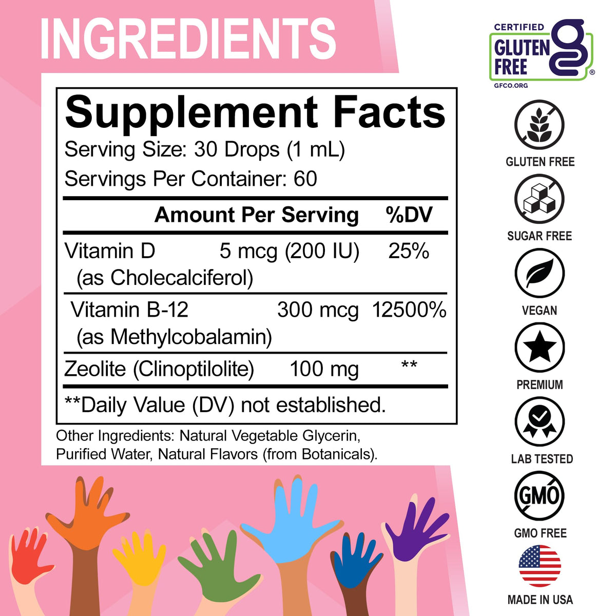 Zeolite Detox for Kids Lingo Drops - Natural Lingo Zeolite Drops for Kids Methylated B12 & D3 Advanced Clinoptilolite - Pure Extra Clinoptilolite Leap Liquid Detox Body Cleanse Supplement Ages 3+, 2oz