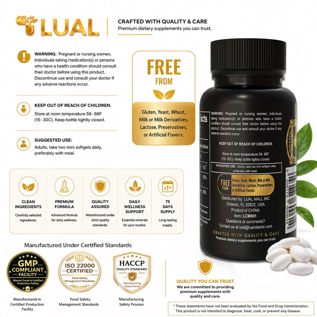 LUAL Calcium 600 mg with Vitamin D3 • Calcium Supplements for Women & Men