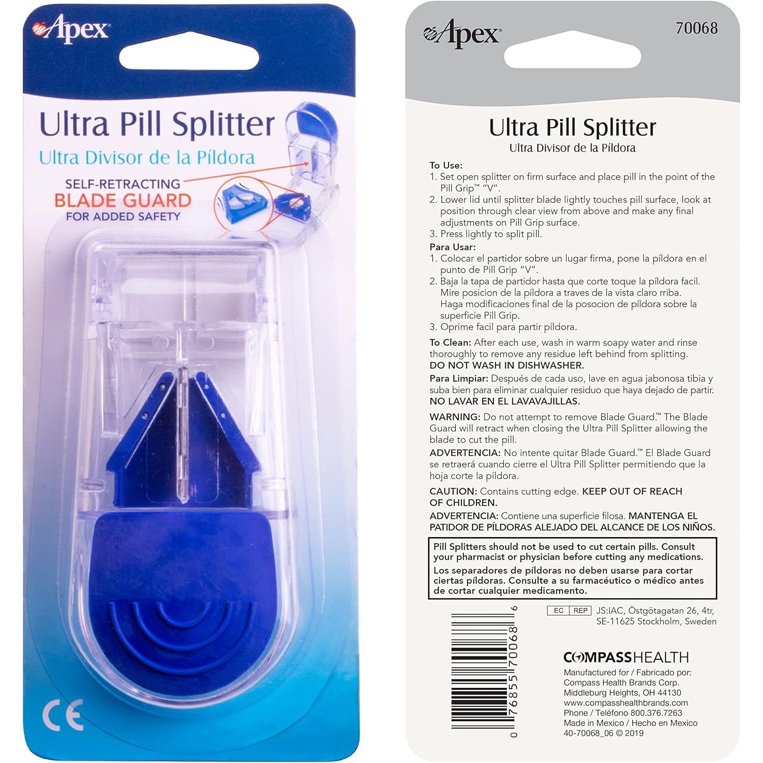 Buy now Apex Ultra Pill Cutter, Professional Medical Pill Splitter with Retracting Blade Guard, for Precise Cutting Small or Large Tablets, Vitamins, Blue/Green and Clear, 1 Count, Compact & Travel-Friendly at indiglob india