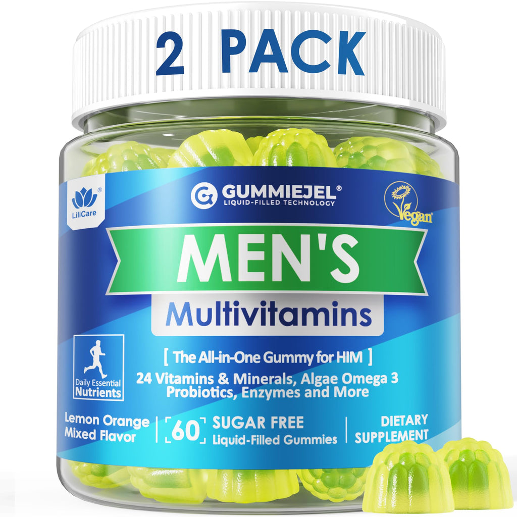 Mens Multivitamins Gummies, Methylated Multivitamin for Men, B Complex, Minerals, Vegan Omega 3, Probiotic, Enzyme, Antioxidants for Men's Complete Daily Support, Sugar Free, Vegan (No Iron) 60 Counts