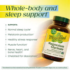 MegaFood Magnesium Glycinate 500mg, Normal Sleep & Stress, 120 Capsules | Chelated Magnesium Supplement, 60mg Elemental Magnesium, Gentle on the Stomach, Normal Sleep and Stress Support, 60 Servings