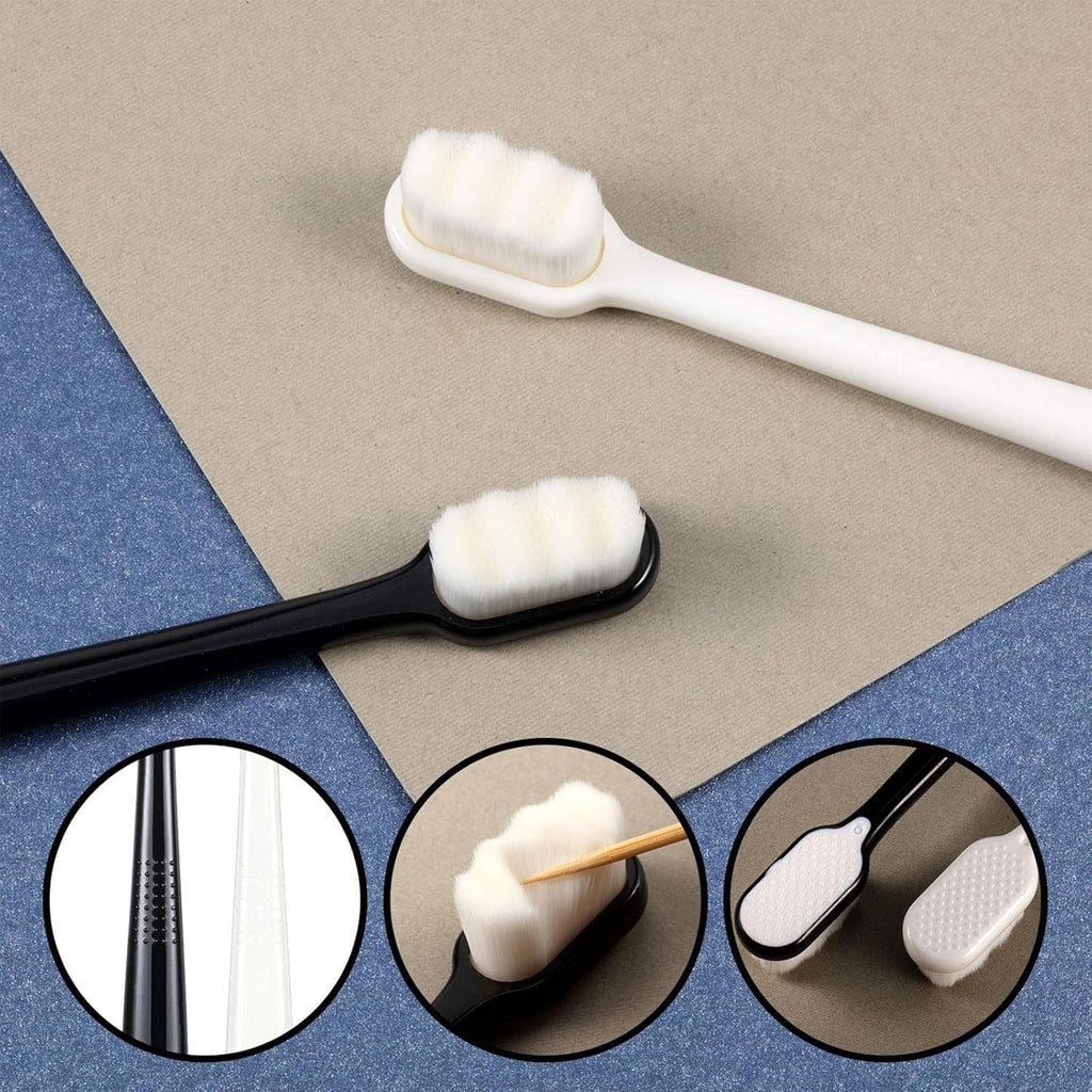 Buy now 4 Pieces Extra Soft Toothbrushes for Sensitive Gums with 20000 Micro Nano Bristle for Adult Pregnant Gum Recession Elderly Braces, Protect Fragile Gums(Black, White) at indiglob india