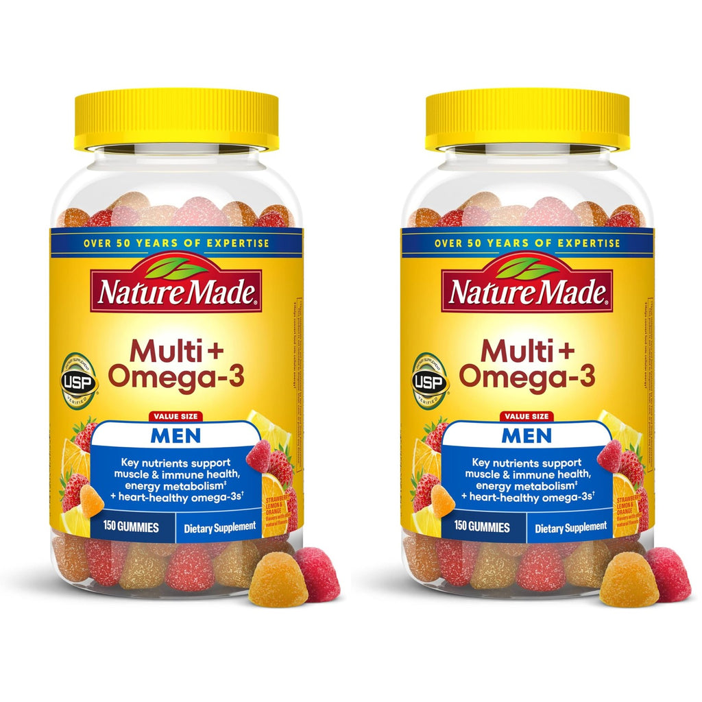 Nature Made Mens Multivitamin Gummies with Omega-3, 150 Count | Vitamins and Minerals Gummy with Omega-3, Mens Gummy Multivitamins for Daily Nutritional Support, 75 Day Supply