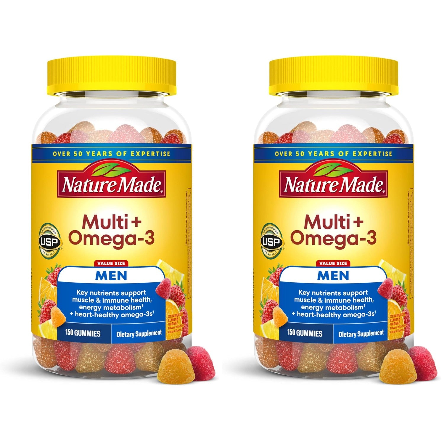 Nature Made Mens Multivitamin Gummies with Omega-3, 150 Count | Vitamins and Minerals Gummy with Omega-3, Mens Gummy Multivitamins for Daily Nutritional Support, 75 Day Supply
