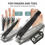 Nail Clippers Set 6 -Pack - Includes Toenail Clippers, Fingernail Clipper, and Finger Nail Clippers for Men and Women Adult, Toe Nail and Fingernail Clipper Kit