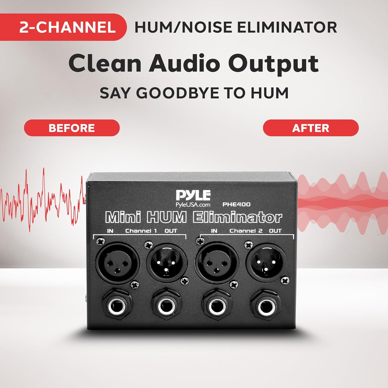Buy now Pyle Compact Mini Hum Eliminator Box - 2 Channel Passive Ground Loop Isolator, Noise Filter,AC Buzz Destroyer, Hum Killer w/ 1/4" TRS Phone,XLR Input/Output, Uses 1:1 Isolation Transformer at indiglob india