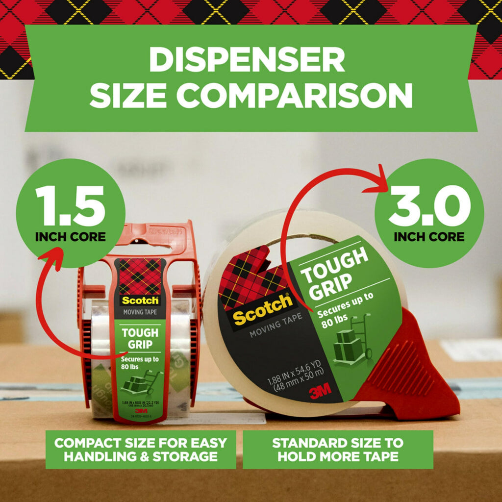 Scotch Tough Grip Moving Tape, 1.88 in x 22.2 yd, 6 Rolls
