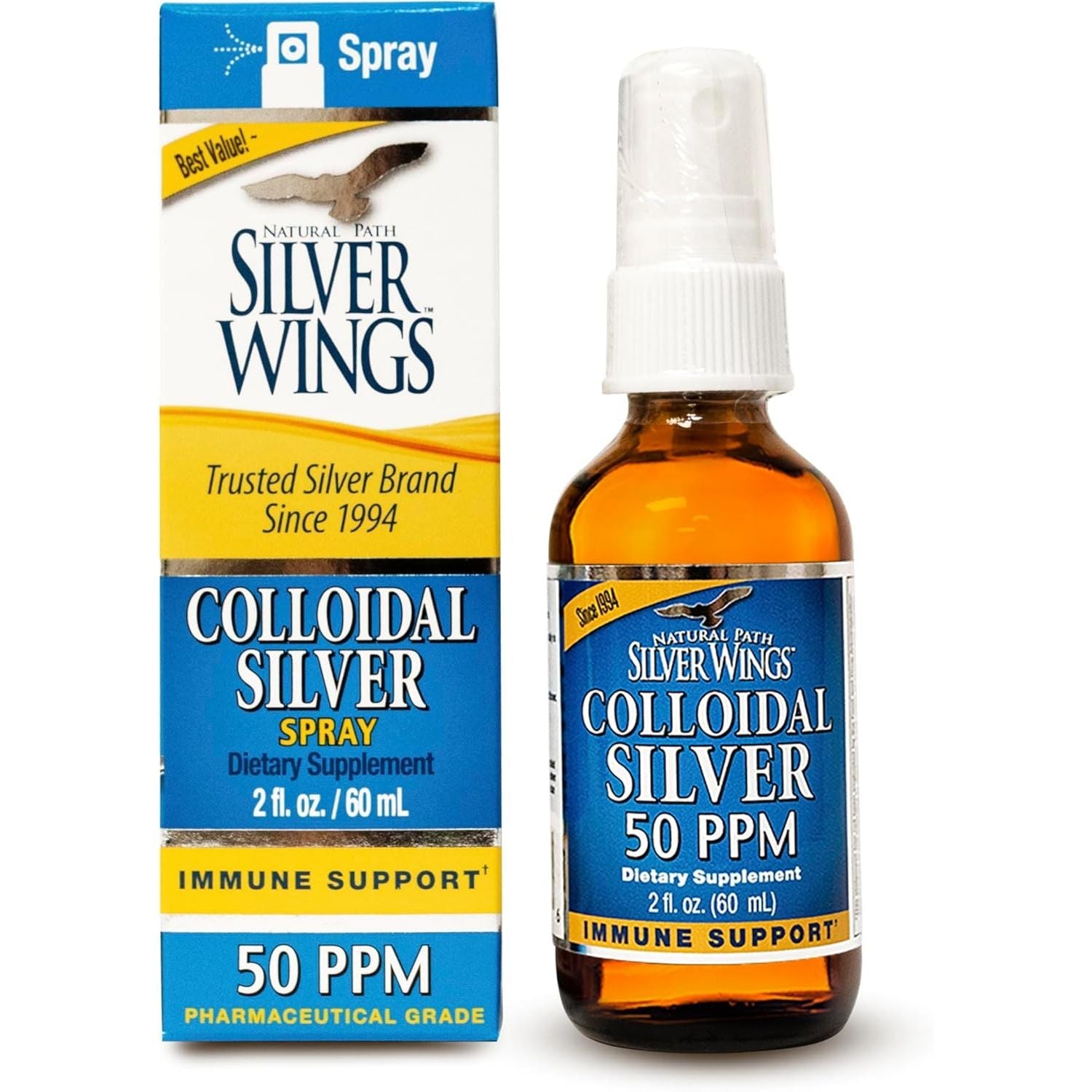 Buy now Natural Path Silver Wings Colloidal Silver 500PPM, Amber Brown Liquid Immune Support, 1 Fl Oz (Pack of 1) 2 Ounce (Pack of 1) at indiglob india