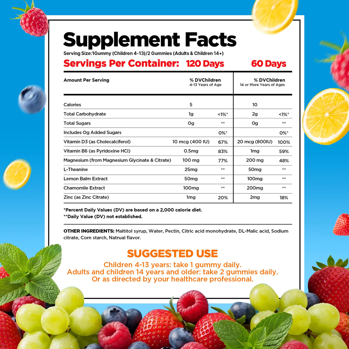 Magnesium Glycinate Gummies 200mg for Kids & Adults, Sugar-Free, 120 Ct
