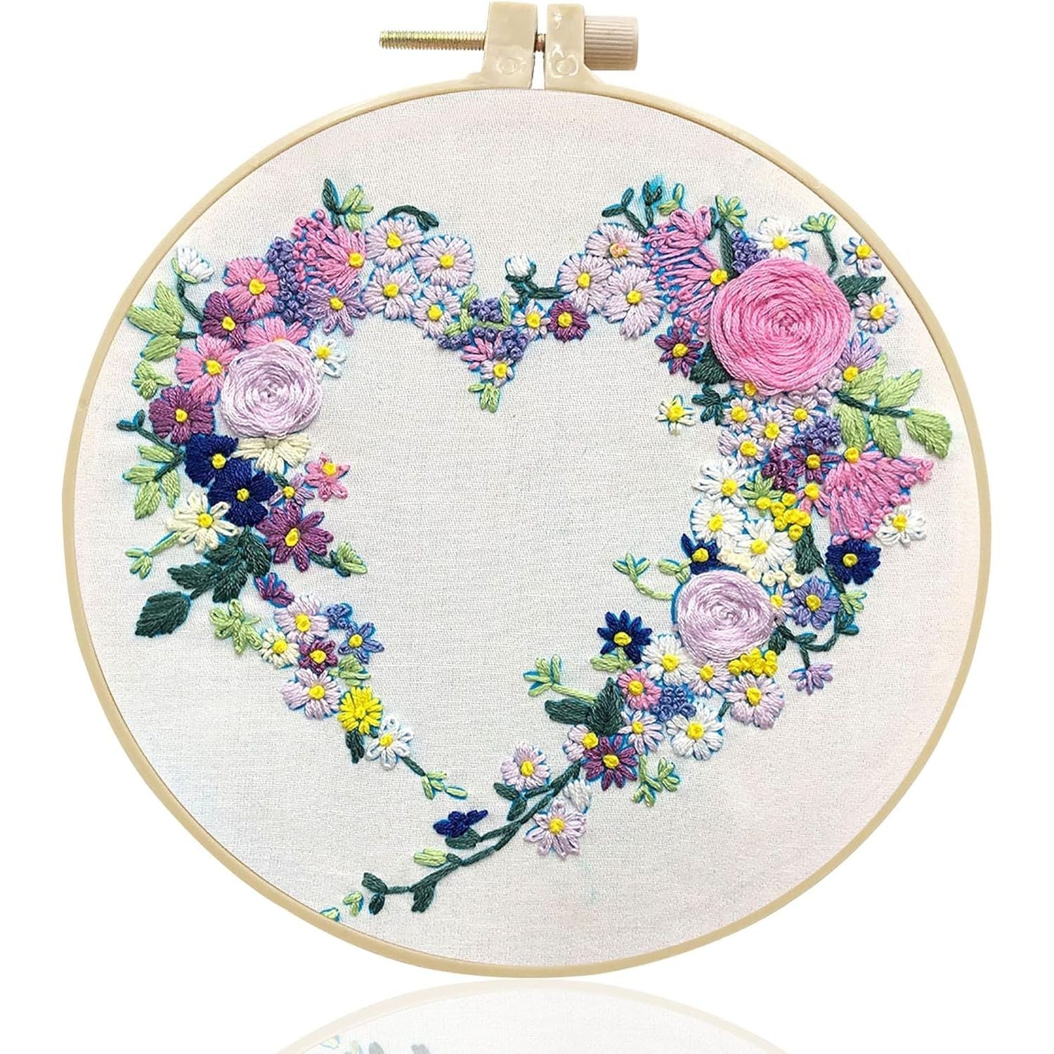 Buy now Maydear 3 Sets Embroidery kit for Beginners Adults,Embroidery Kit Punch Needle Kit Cross Stitch Kits with Embroidery Hoop and Instructions,Hand Embroidery Starter Kit Flower series 16 at indiglob india