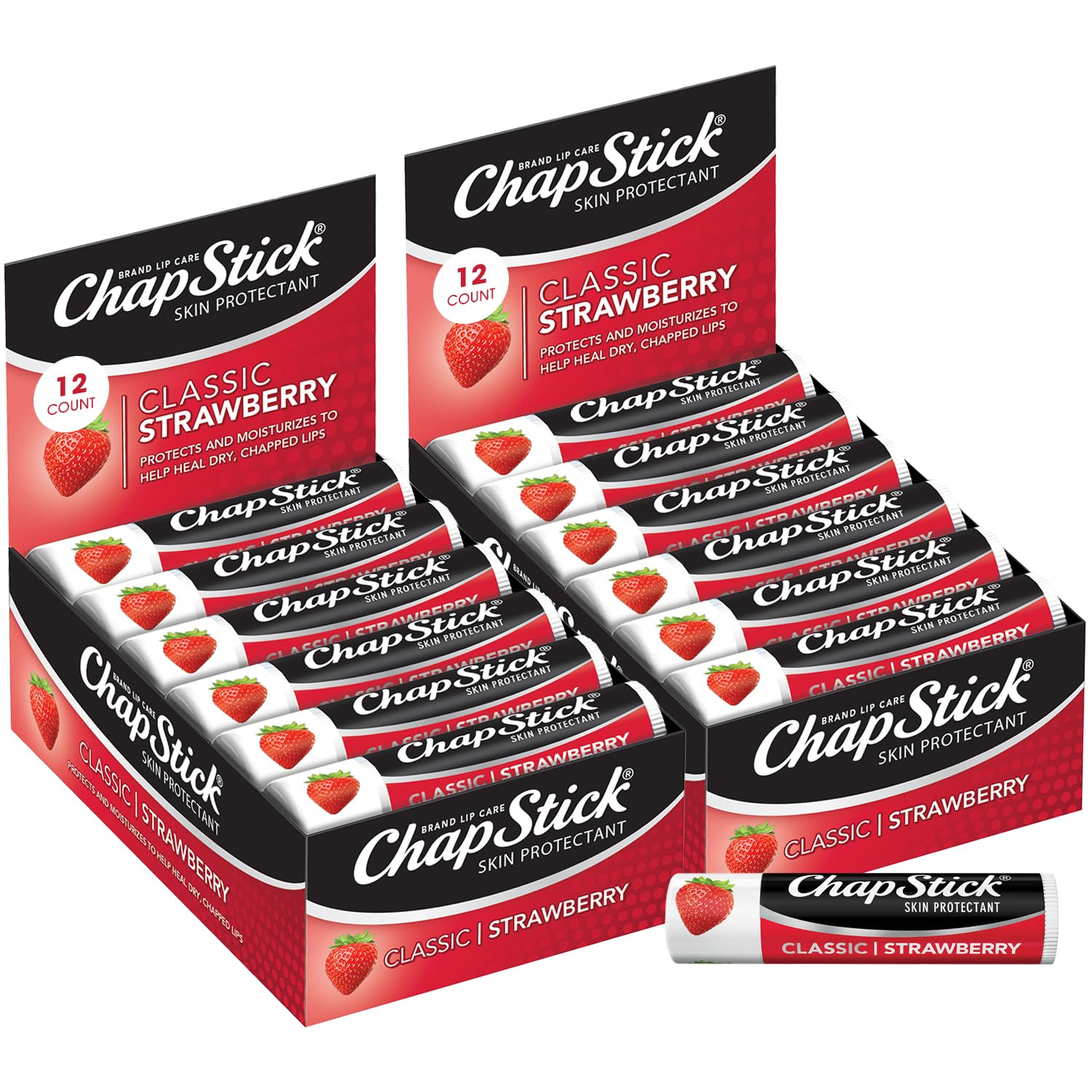Buy now ChapStick Classic Original Lip Balm Tubes, Lip Care - 0.15 Oz (Pack of 3) Strawberry 24 Count (Pack of 1) at indiglob india