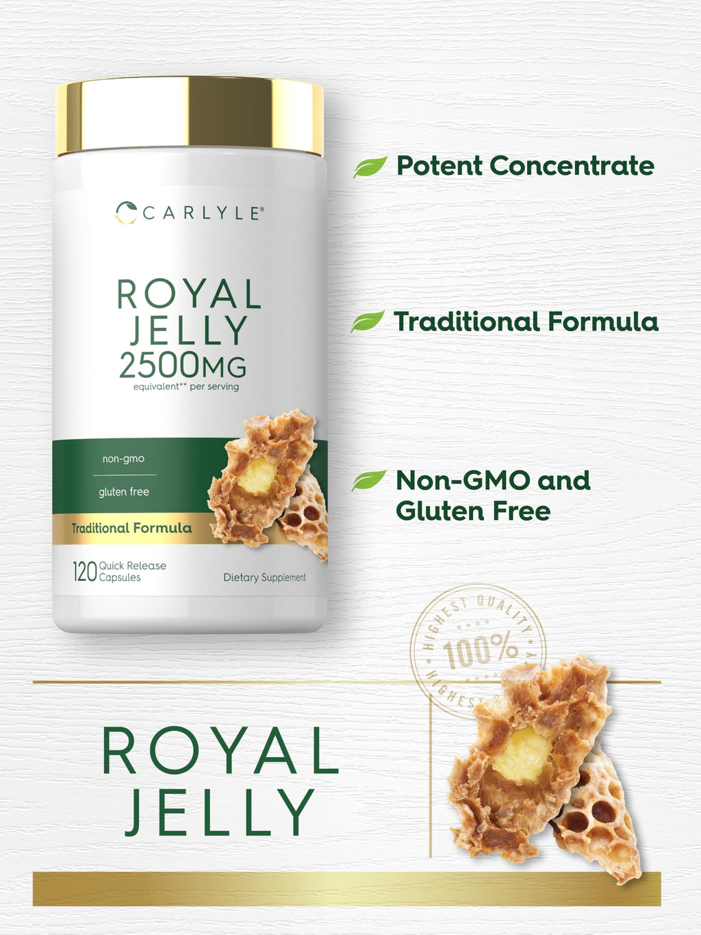 Carlyle Royal Jelly Supplement | 120 Capsules | Traditional Herbal Formula