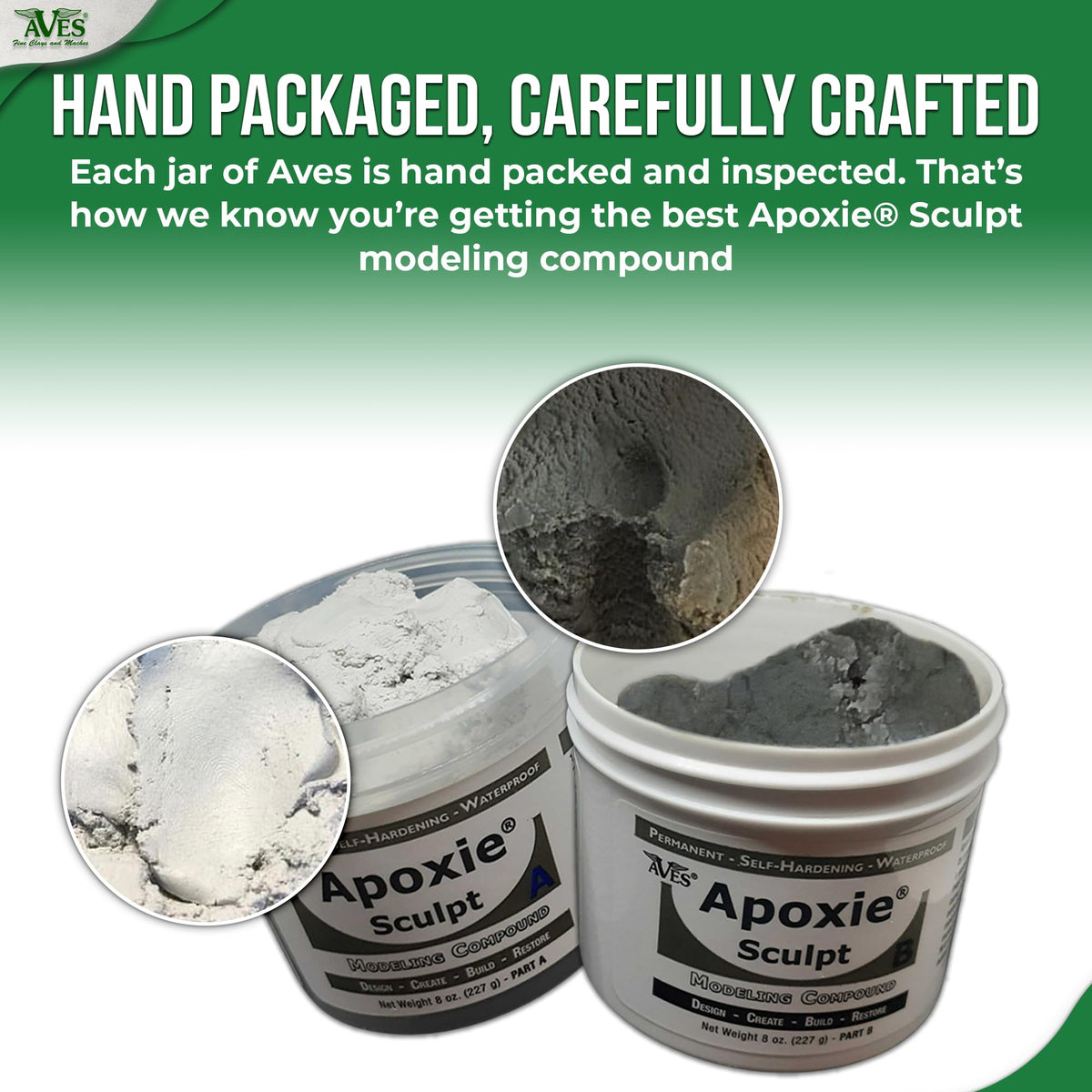 Apoxie Sculpt - 2 Part Modeling Compound (A & B) - 1 Pound, White/Stone White
