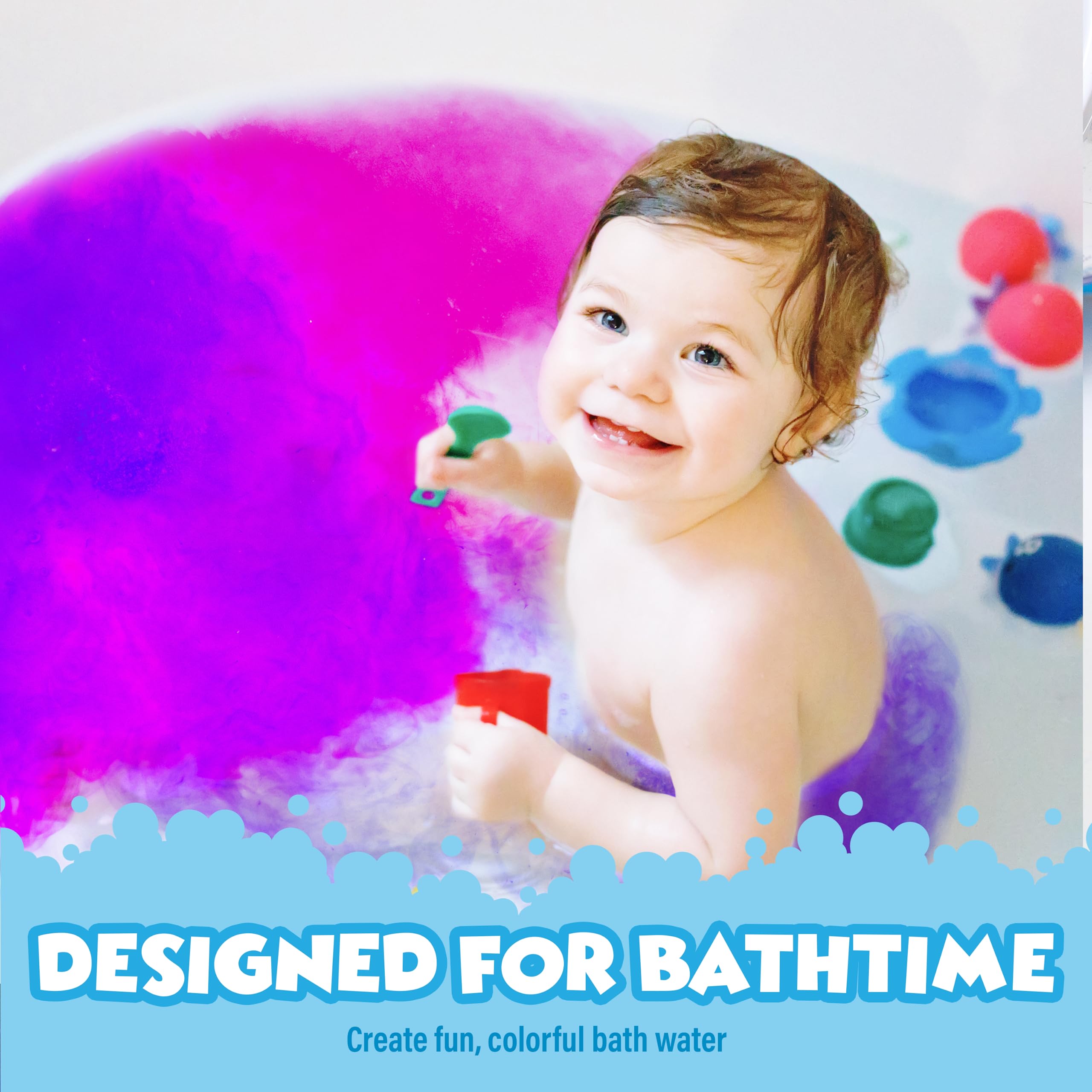 Tub Works® Bath Color Fizzies, 150 Count | Nontoxic & Fragrance-Free | Fizzy, Bath Color Tablets for Kids | Create Colorful Water Water Tablets in 7 Colors for Variety | Bath Bombs for Kids Bathtub