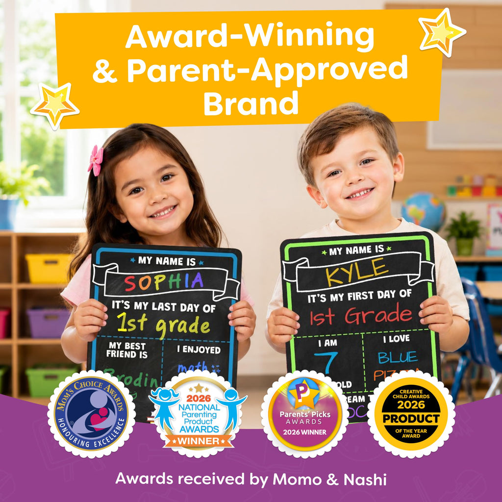 First Day of School Sign Board with Liquid Chalk Markers - 14”x11” Double-Sided & Reusable Board - My First and Last Day - Back to School Supplies - First Day of Kindergarten Preschool