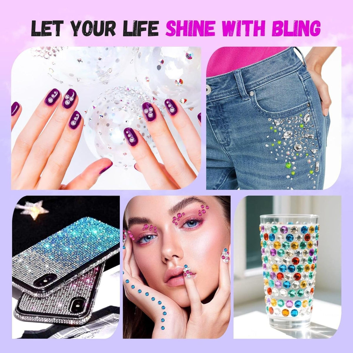 50000Pcs 3mm Jelly Rhinestones Bedazzling Kit