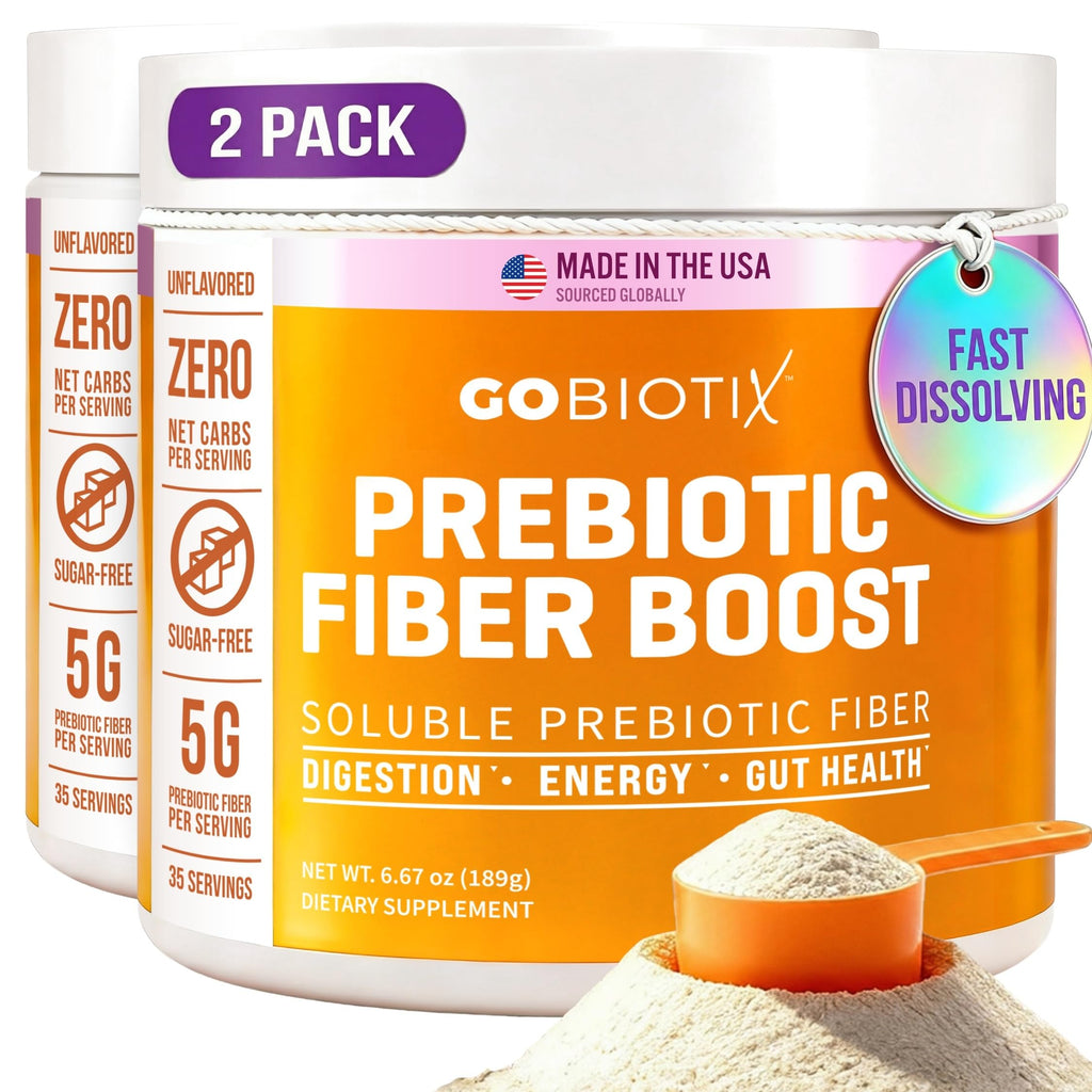 GoBiotix Fiber Supplement Powder with Prebiotics for Digestive Health and GLP-1 Support, Soluble Fiber for Gut Health & Debloat, Keto, Vegan, Gluten & Sugar Free, 20 Servings (Travel)