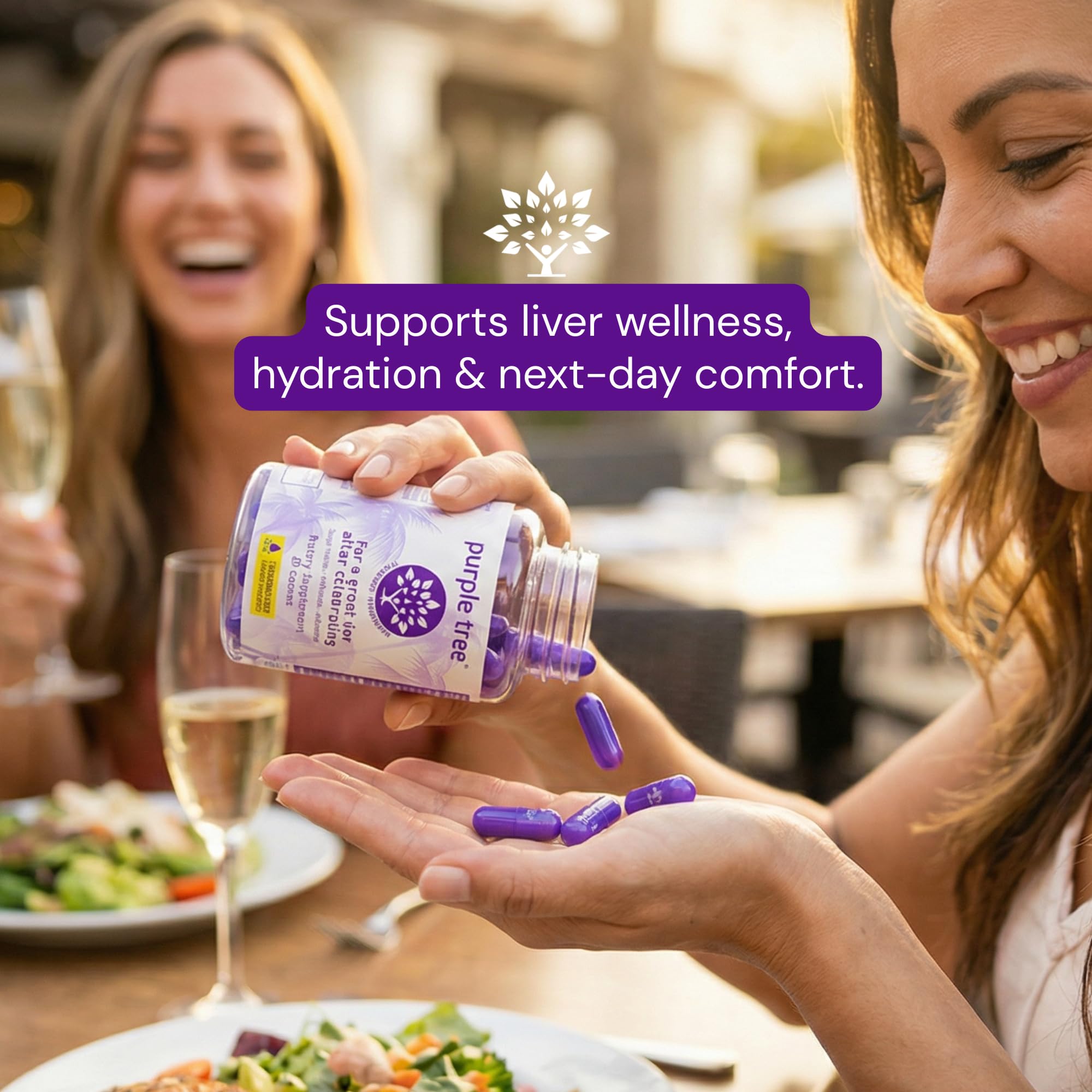 purple tree Post-Celebration Wellness Supplement | Liposomal Dihydromyricetin (DHM), L-Glutathione, Milk Thistle for Liver Support & Hydration | Electrolytes, B Vitamins, Willow Bark | 60 Capsules