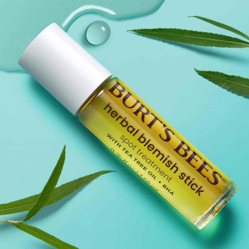 Burt's Bees Herbal Blemish Stick, 0.26 Fl Oz (Pack of 2), Tea Tree Oil Infused, Soothing, Exfoliating, Cleansing, Unisex
