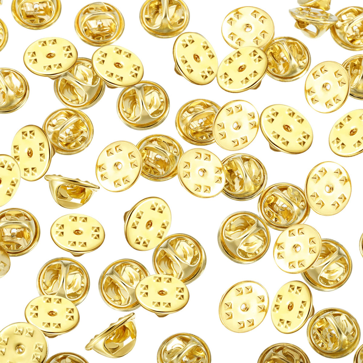 Mudder 50 Pieces Brass Pin Backs Replacement Gold Butterfly Clutch Badge