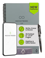 Buy now Rocketbook Core Reusable Spiral Notebook, Letter Size 8.5x11, Black - Dotted Pages, App-Connected, Erasable, Durable Cover, Ideal for School, Work, and Creative Projects at indiglob india