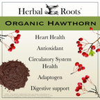 Herbal Roots Organic Hawthorn Berry Capsules | Extra Strength 1,200mg per Serving | 60 Vegan Capsules
